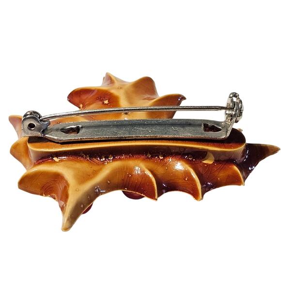 Vintage Style Holly Leaf Brooch Pin 1.88" Red Berries Christmas Holiday Gift Box - Picture 9 of 9